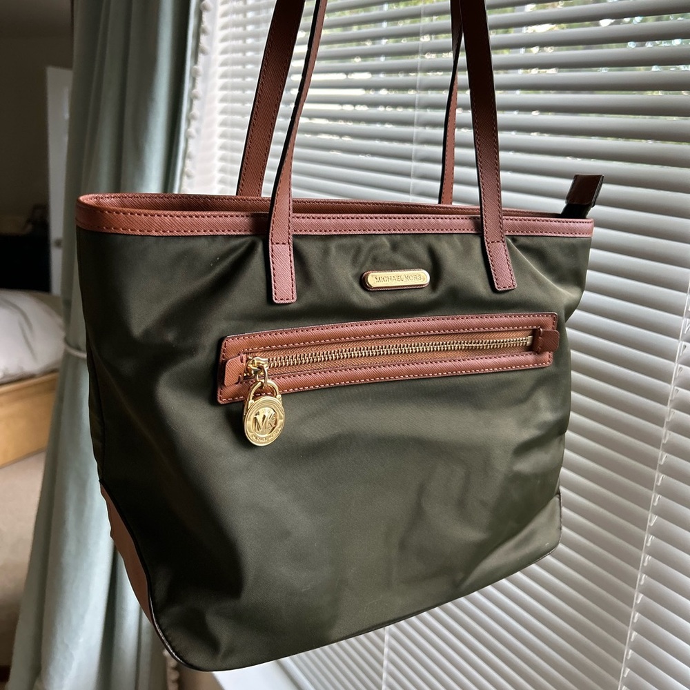 Michael Kors Dark Green and Brown  Purse